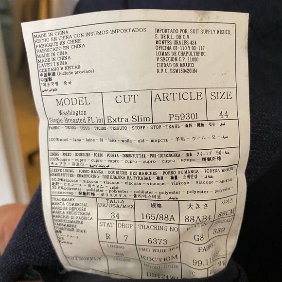 SUITSUPPLY Washington Dark Gray Suit Size 44 - Picture 4 of 7